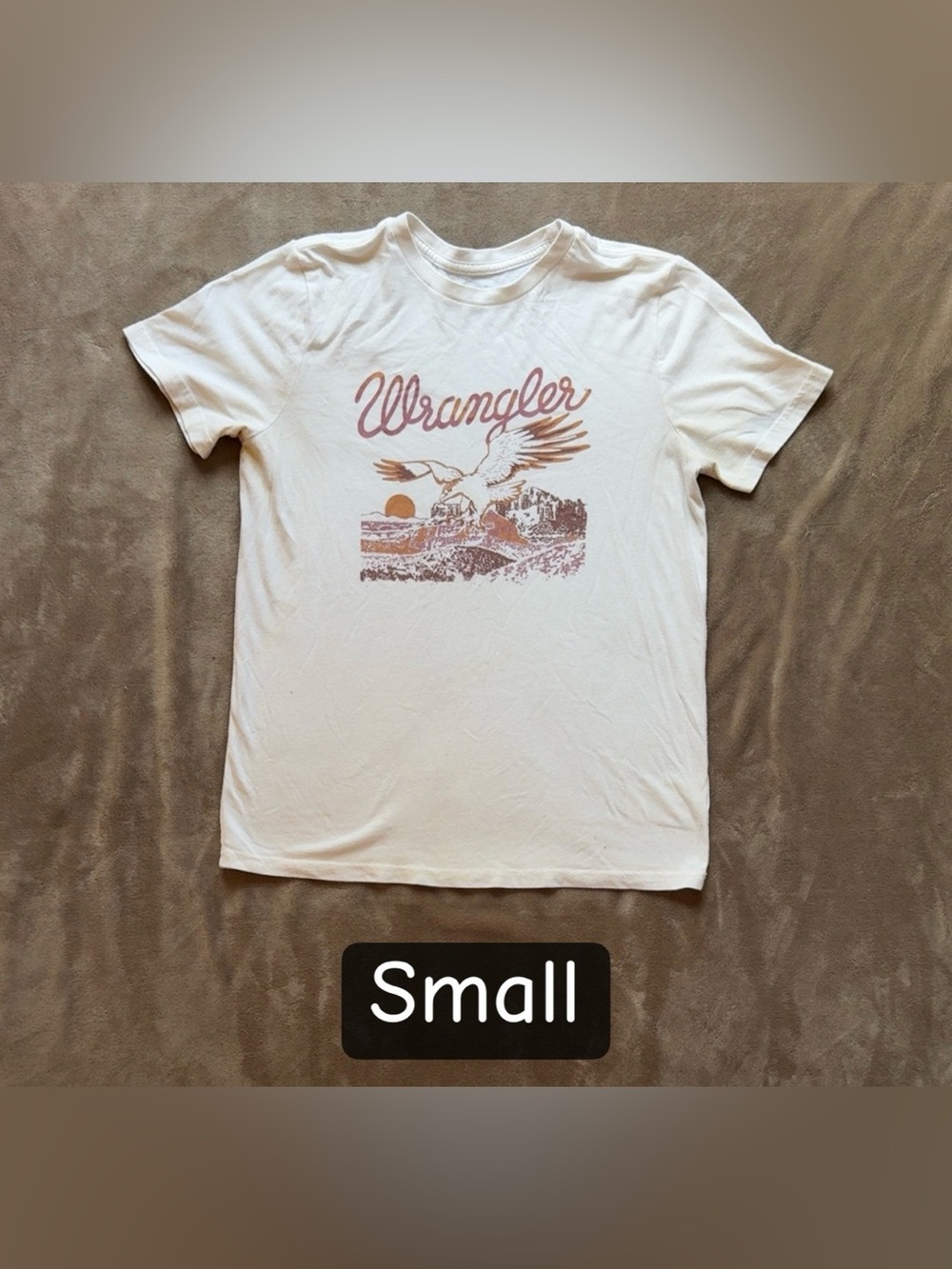 Wrangler White Short-Sleeve Tee with Retro Eagle Graphic